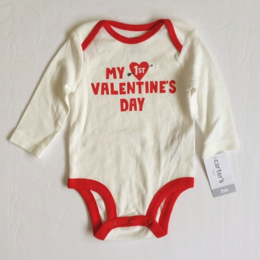 NEW carter's 1st valentines day long sleeve bodysuit diaper shirt 3 months baby